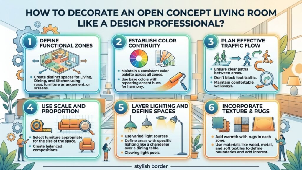 How to Decorate an Open Concept Living Room Like a Design Professional?