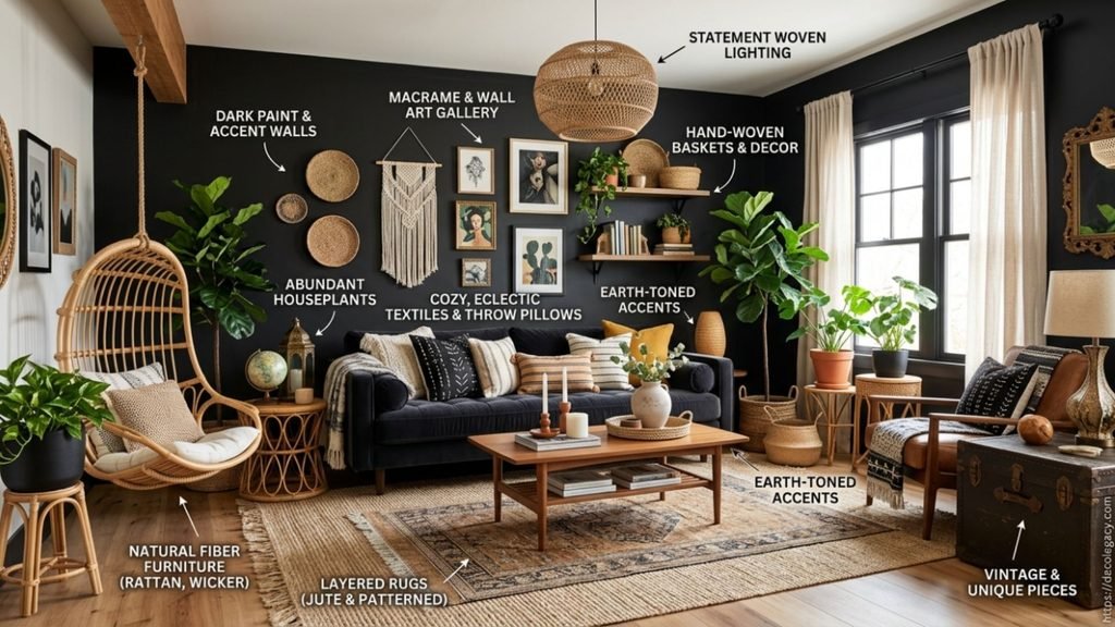 black boho living room ideas