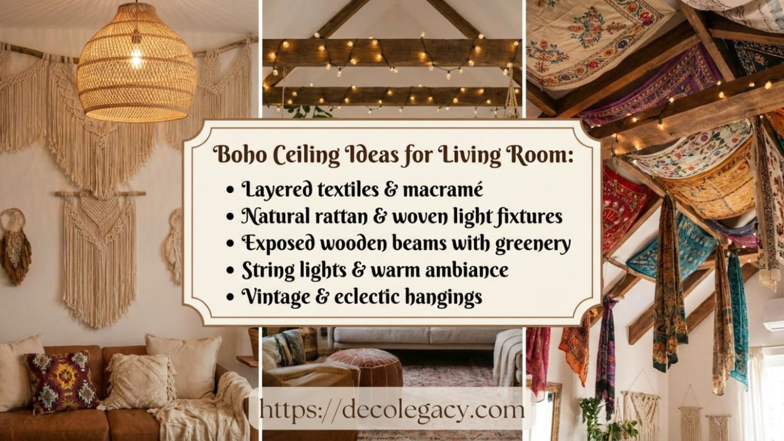 boho ceiling ideas for living room