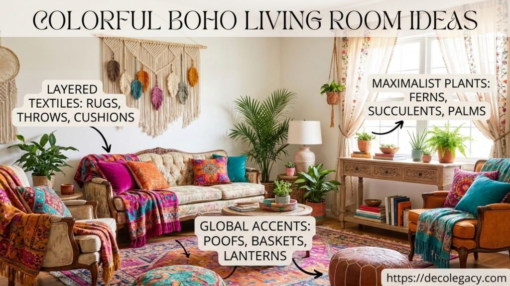 colorful boho living room ideas