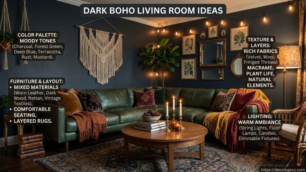 dark boho living room ideas