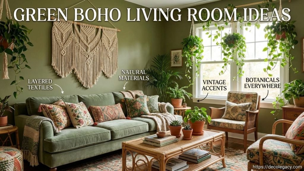 green boho living room ideas