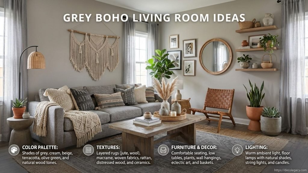 grey boho living room ideas