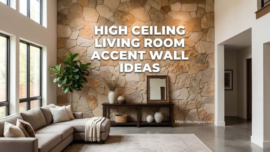high ceiling living room accent wall ideas