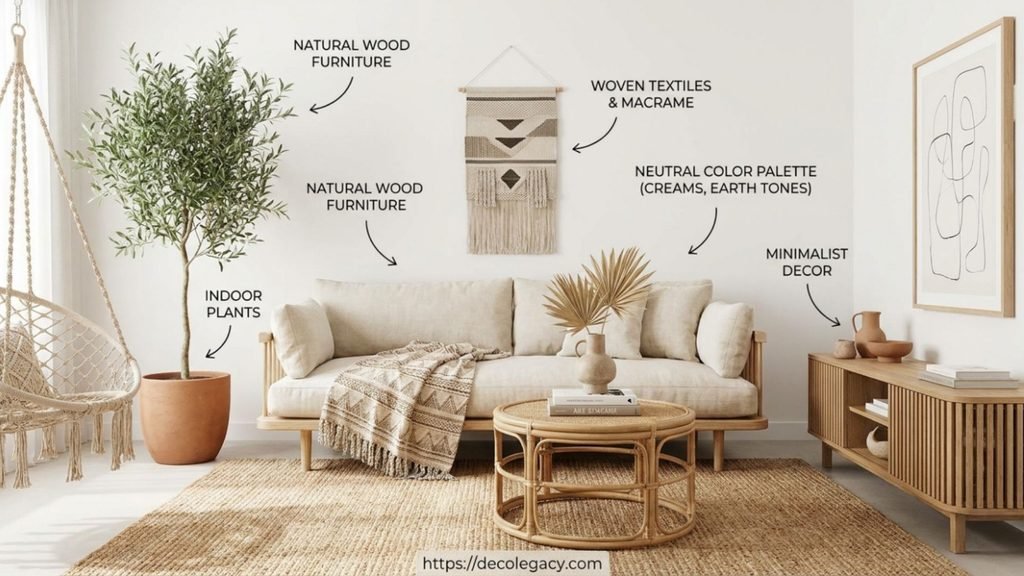 minimalist modern boho living room