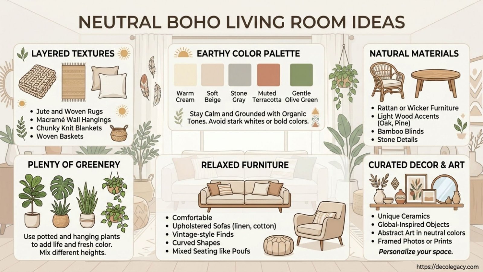 neutral boho living room ideas